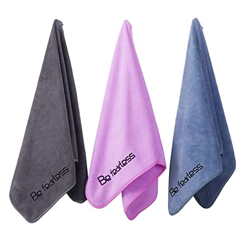 Microfiber Gym Towels Bigger Size Super Soft 3P-15×31 inches Grey+blue+purple