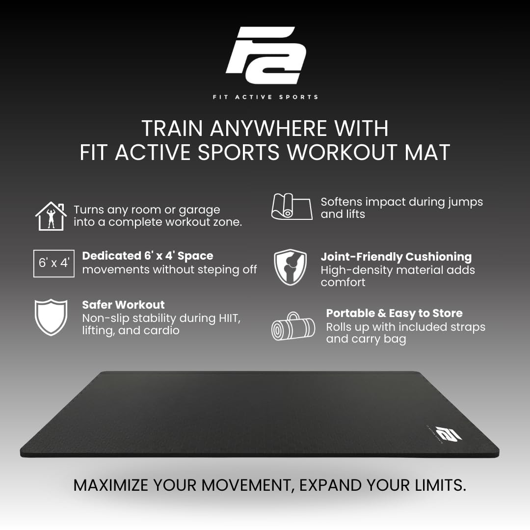 Oversized 6â€™ X 4â€™ Extra Large Workout Mat with Carry Bag & Straps â€” Hea…