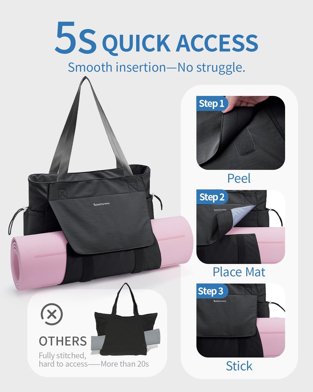 sportsnew Yoga Mat Bag Tote Yoga Gym Bags For Women Men with Waterproof Wet Pock