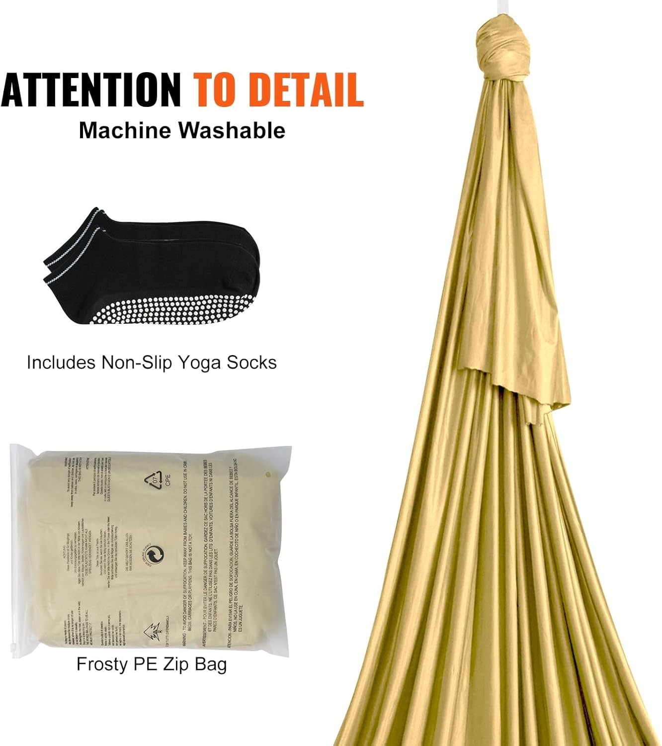 Aerial Silk & Yoga Swing, Aerial Yoga Hammock Kit with 100gsm Nylon Fabric, Full