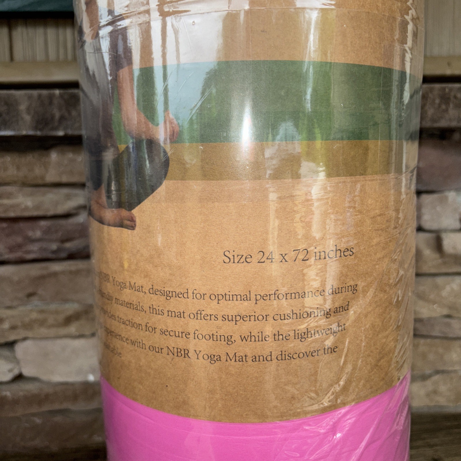 Thick Pink NBR Foam Yoga Mat Eco Friendly W/ Carry Strap 72×24” 0.54”/14.99mm