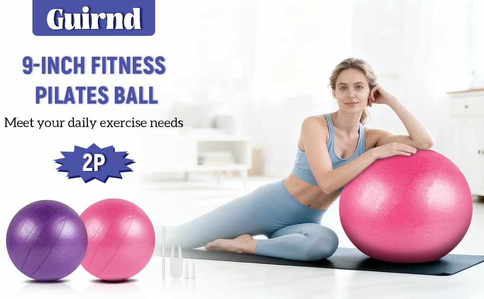 Pilates Ball 2P, 9 Inch Workout Ball for Women Men Kid Toddler, Small Exercise