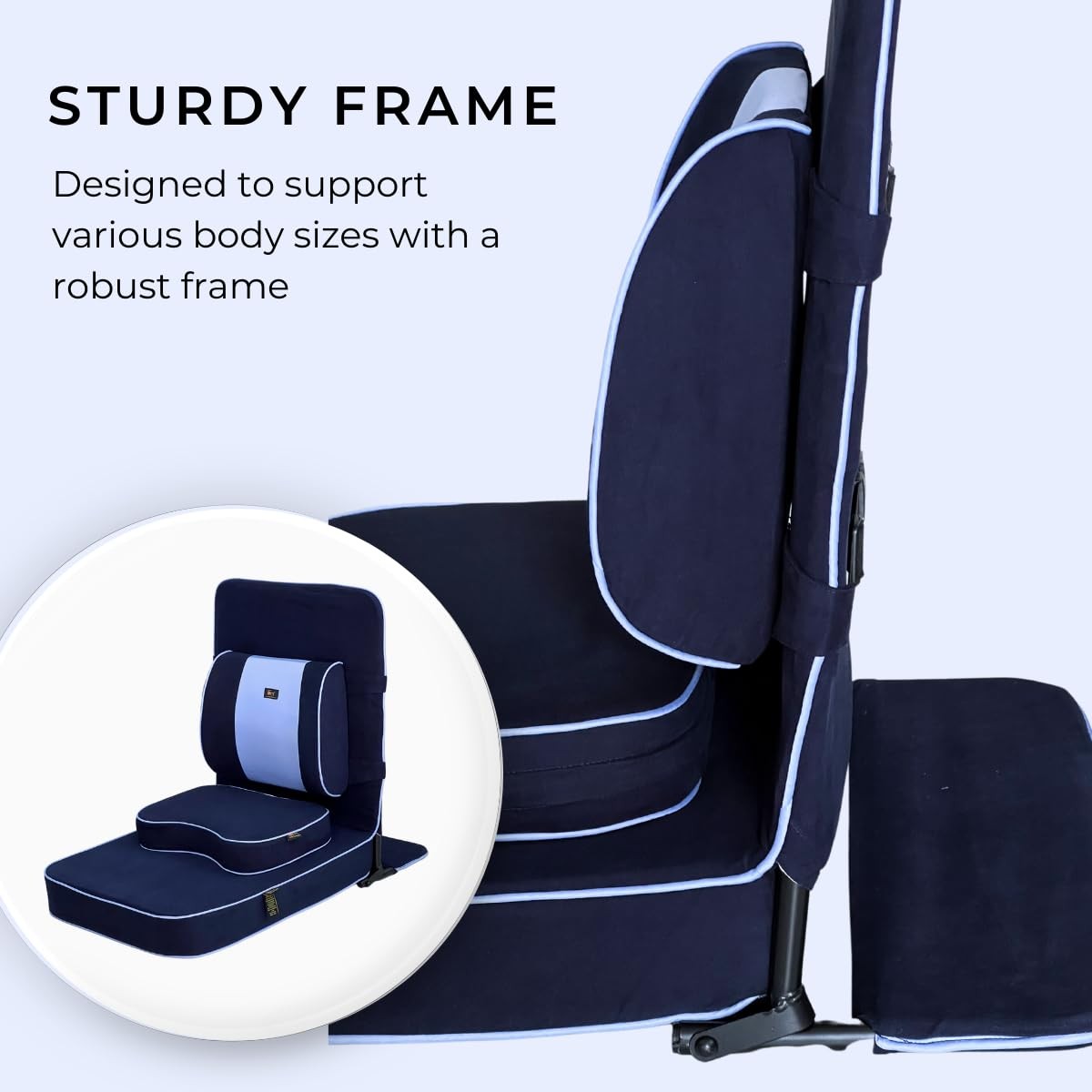 Extra Large Meditation Chair Floor Back Support Yoga Cushion Navy Blue 24×22