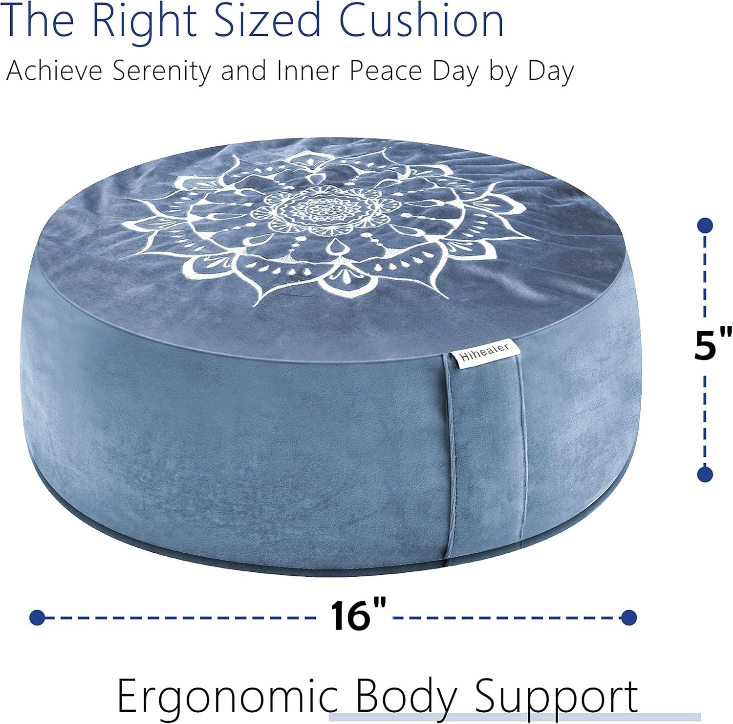 Meditation Cushion Velvet Cover Large Floor Pillow for Yoga Support Soft