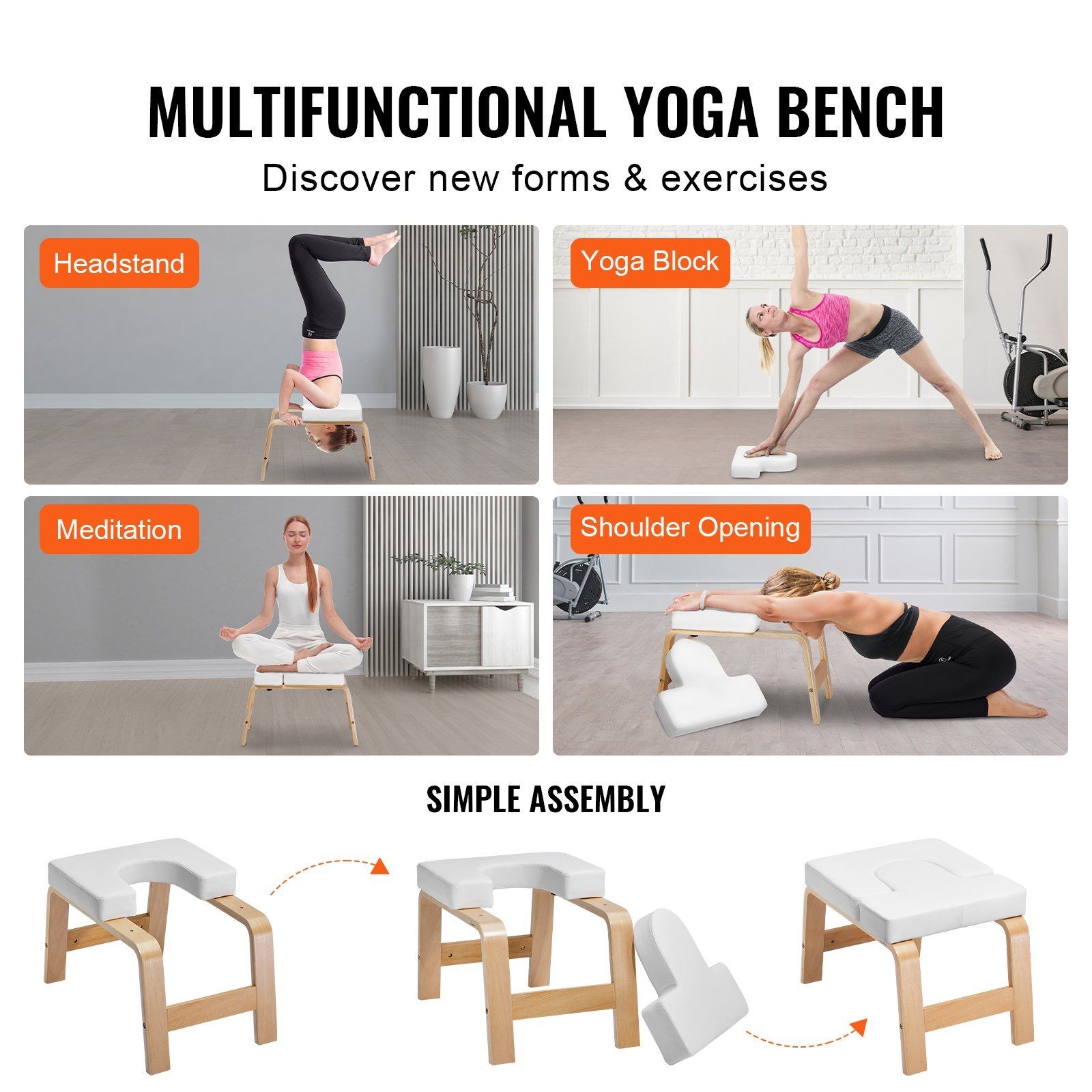 Adjustable Yoga Inversion Bench & Headstand Trainer for Workout Fitness