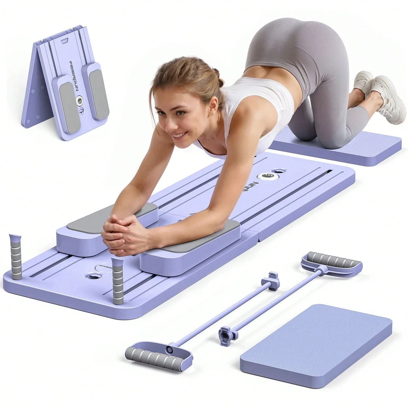 Multi-Function Pilates Board Set Foldable Reformer Workout Board 300LB