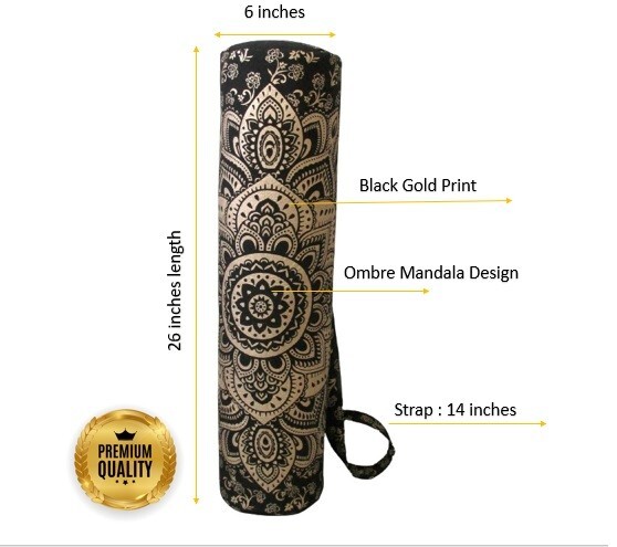 Lot of 10 Yoga Mat Bags Black Gold Mandala Hippie Carry Strap Gym Hippie Gypsy
