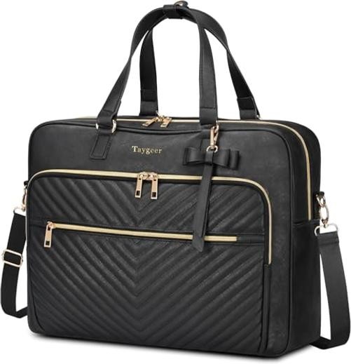 17 Inch Laptop Bag for Women, Leather Convertible Backpack Tote | 3 in 1 Black