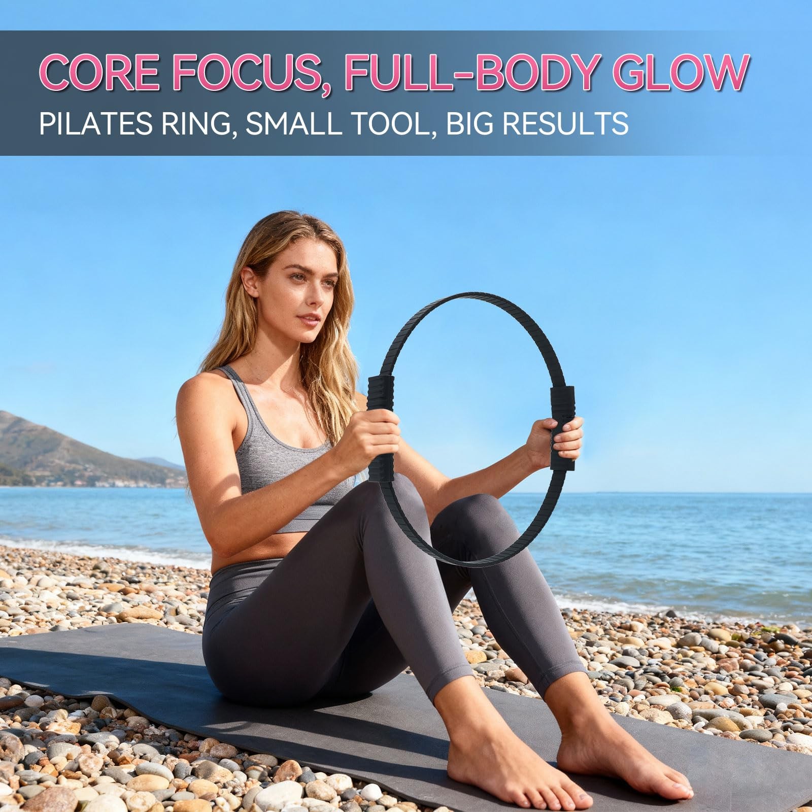 Zmarthumb Pilates Ring, 13.5&Prime; Silicone Magic Fitness Circle with Pink