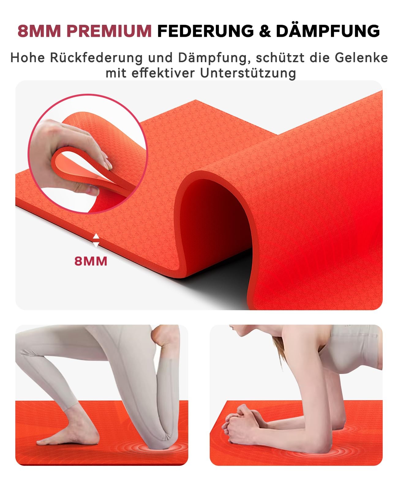 Yoga Mat XXL 213×76cm – 8mm Thick, Double Sided High Density PVC Non Slip…