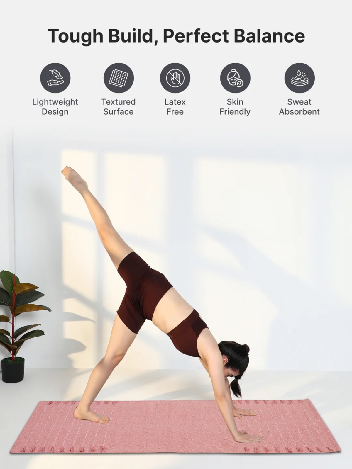Yoga Mat Thick Non Slip Cotton Exercise Workout Mat Pilates Rug 2×6 FT