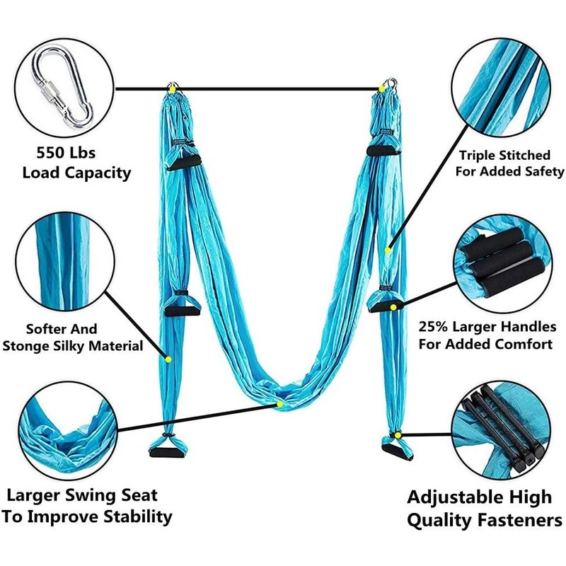 Aerial Yoga Swing Trapeze Inversion Therapy Multi Loop Hanging Strap Fitness New