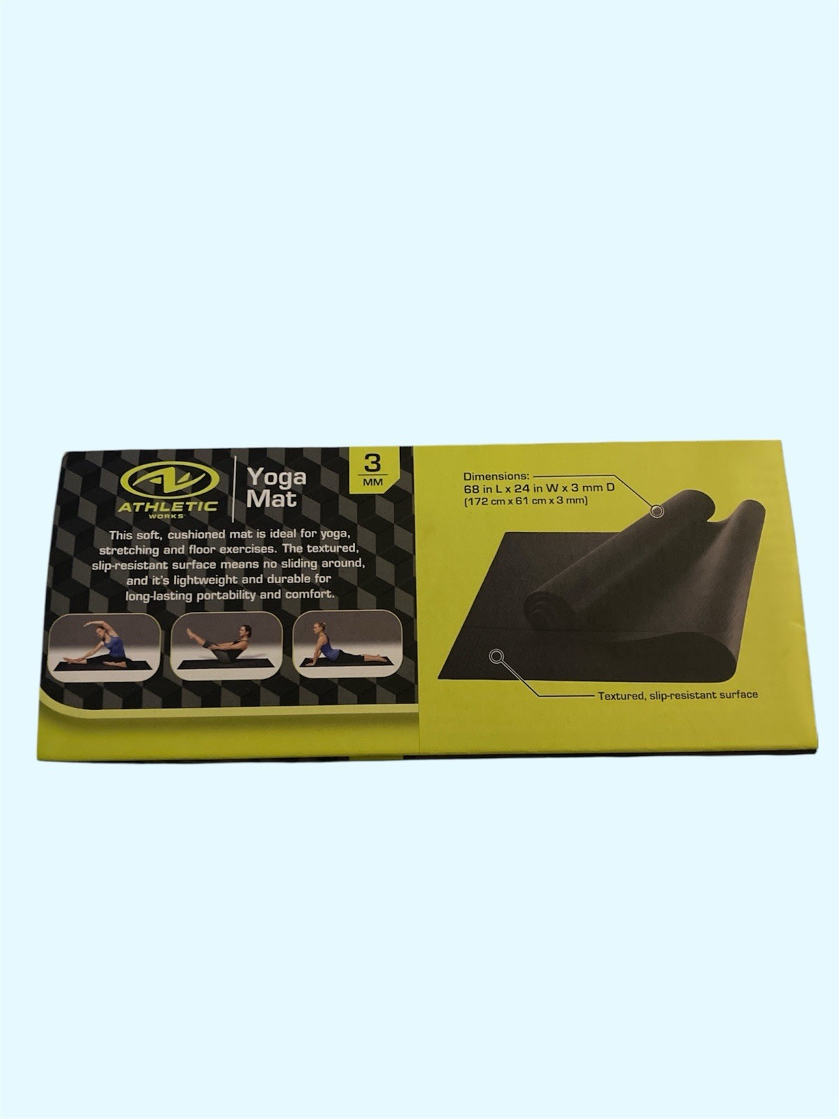 Adult Unisex YOGA Non Slip Exercise Mat 3MM 68&Prime;x24&Prime; Dark Gray