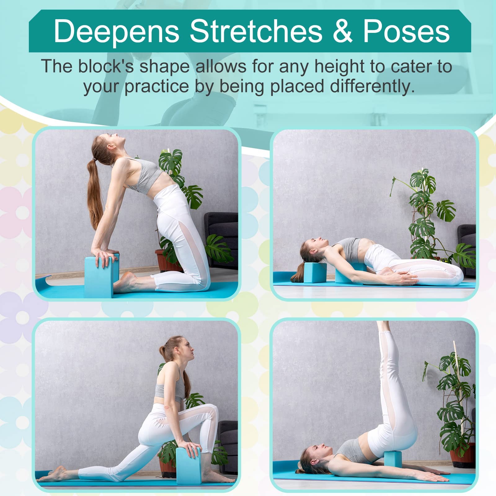 18 Pcs Yoga Blocks and Strap Set Include 12 EVA Foam Yoga Blocks Bulk 9&Prime;x6&Prime;x3…