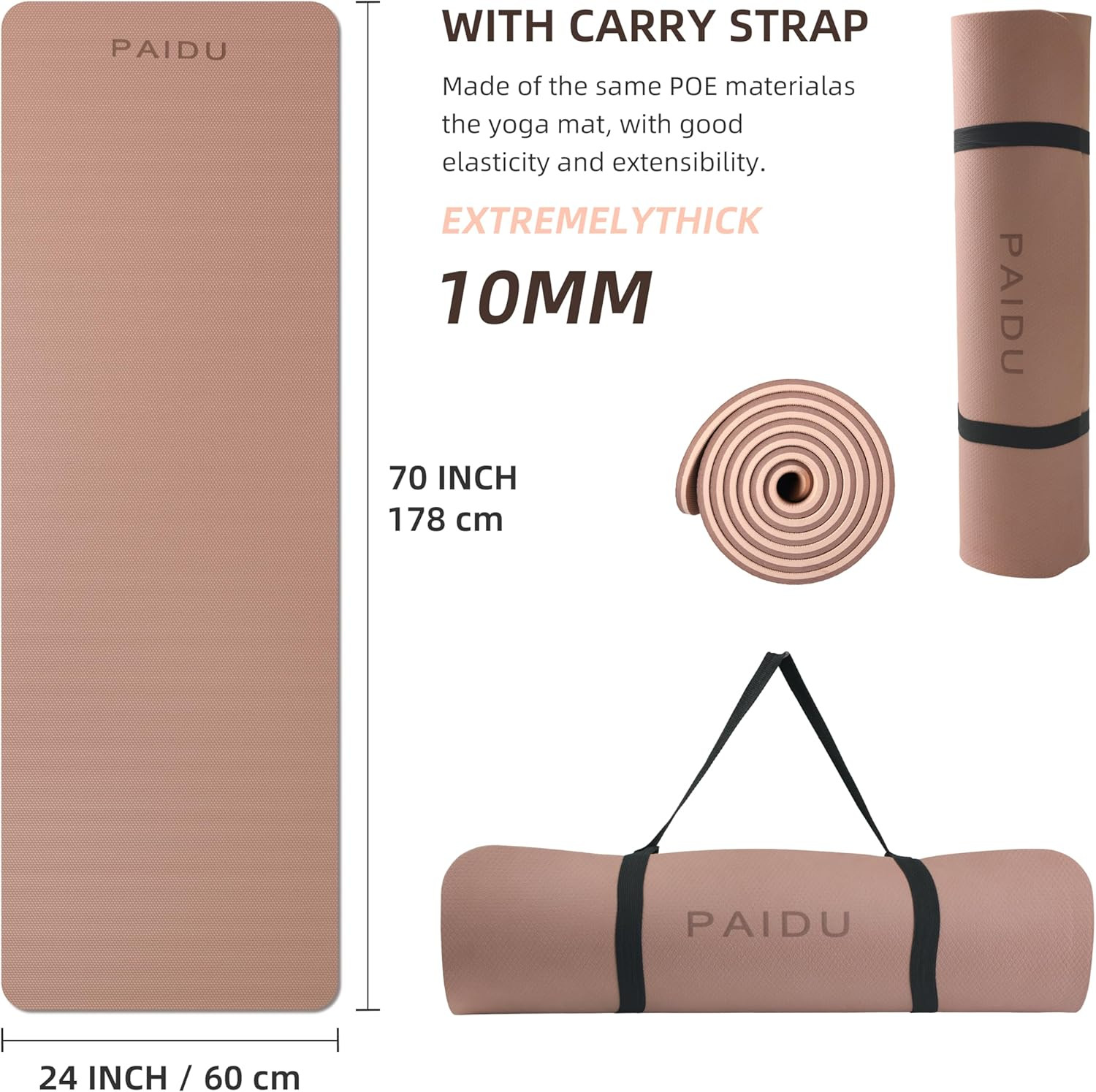 Yoga Mat Non Slip Anti-Tear,Extra Thick-2/5 Inch（10Mm）High Resiliency Profession