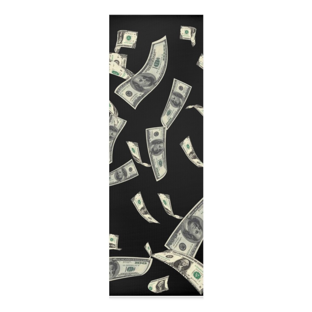 Black Money 100 Dollar Bill Foam Yoga Mat