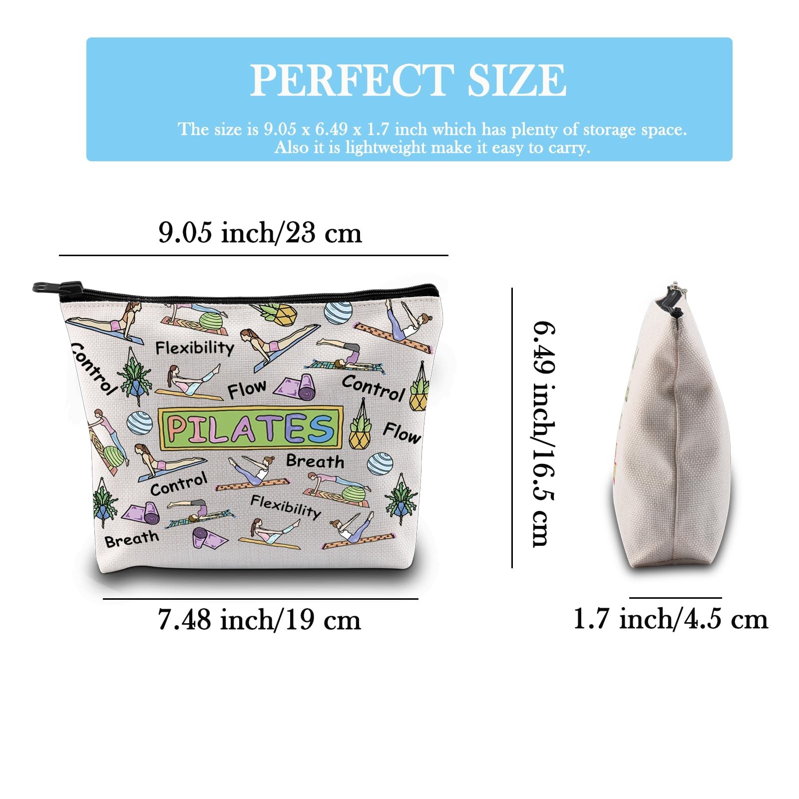 GJTIM Pilates Bag, Canvas Cosmetic Case for Fitness Instructor, Bag