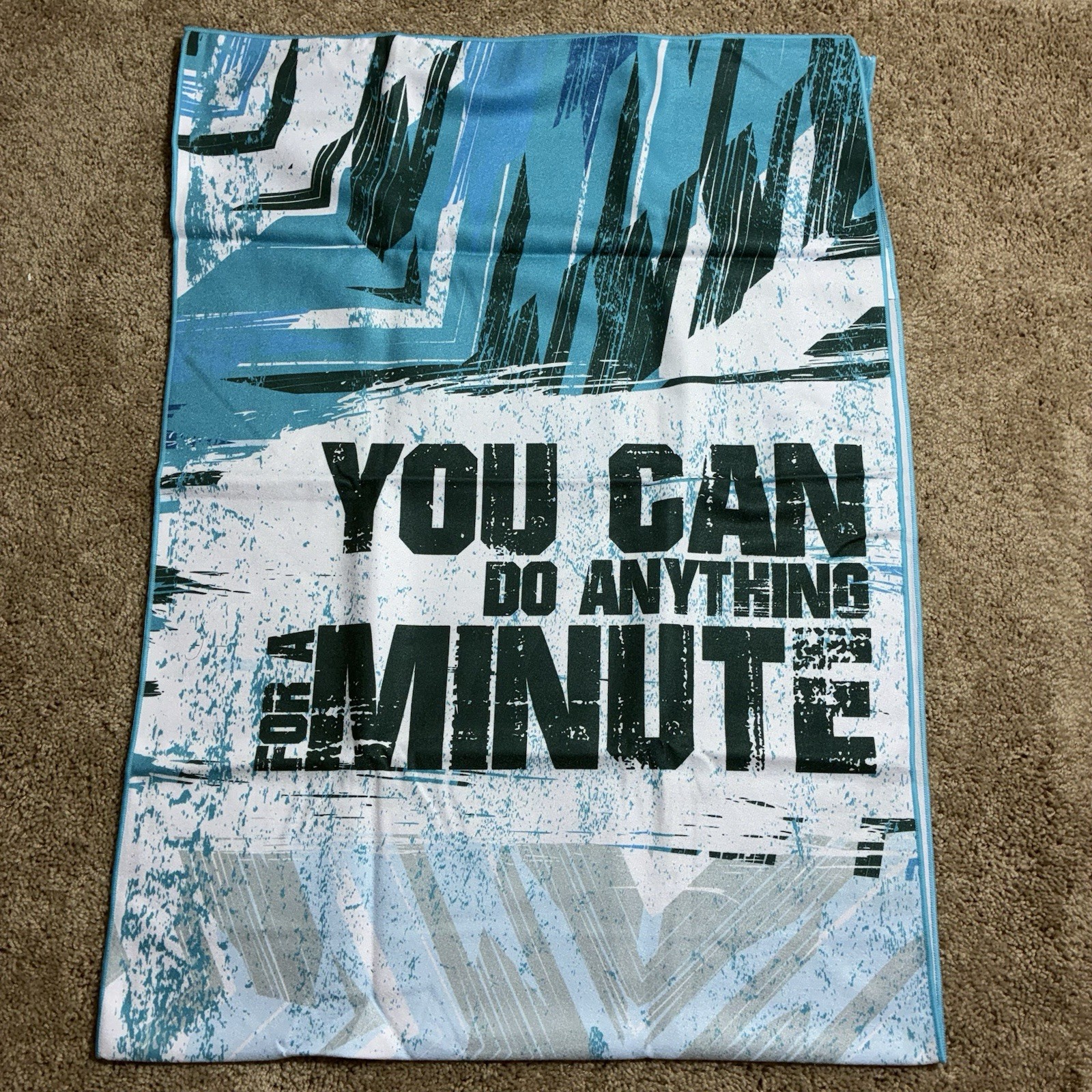 HOT YOGA MAT TOWEL / COVER With “You Can Do Anything For A Minute” Text