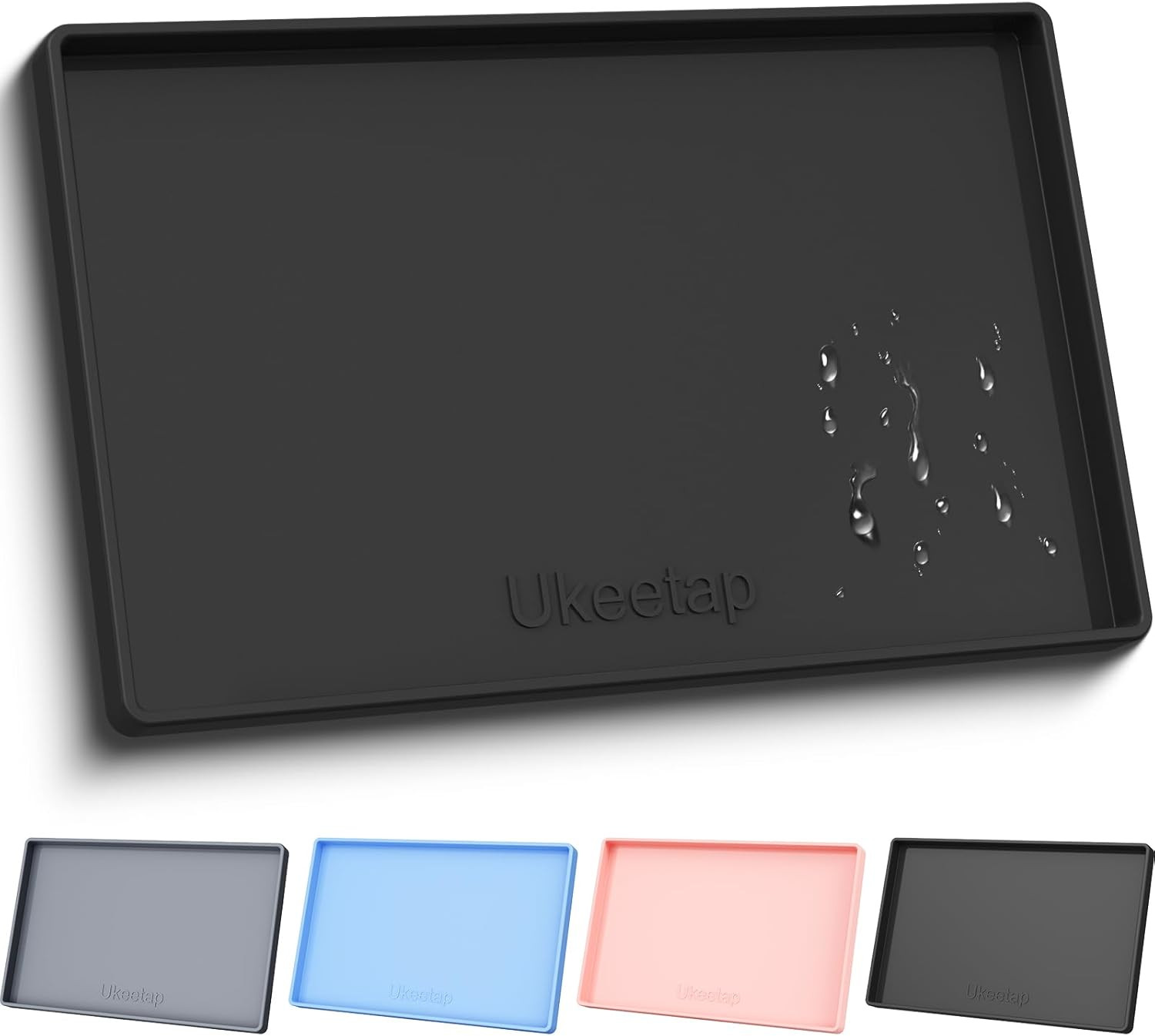 Extra Thick Silicone Mat Waterproof with Raised Edge 19” X 12”, BPA Free Non-Sli