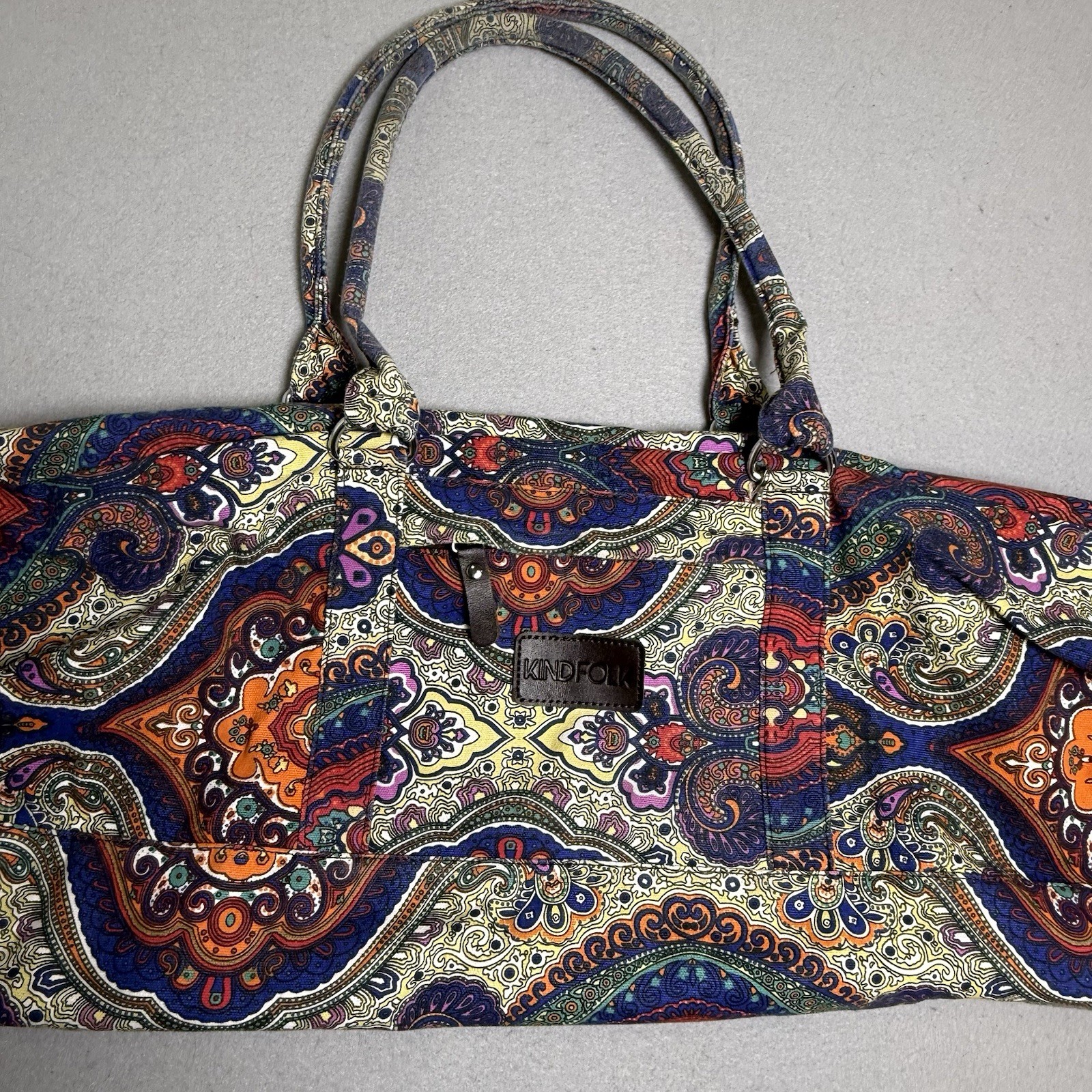 KindFolk Paisley Yoga Mat Bag Tote – Canvas – Zippered Bag & Pocket