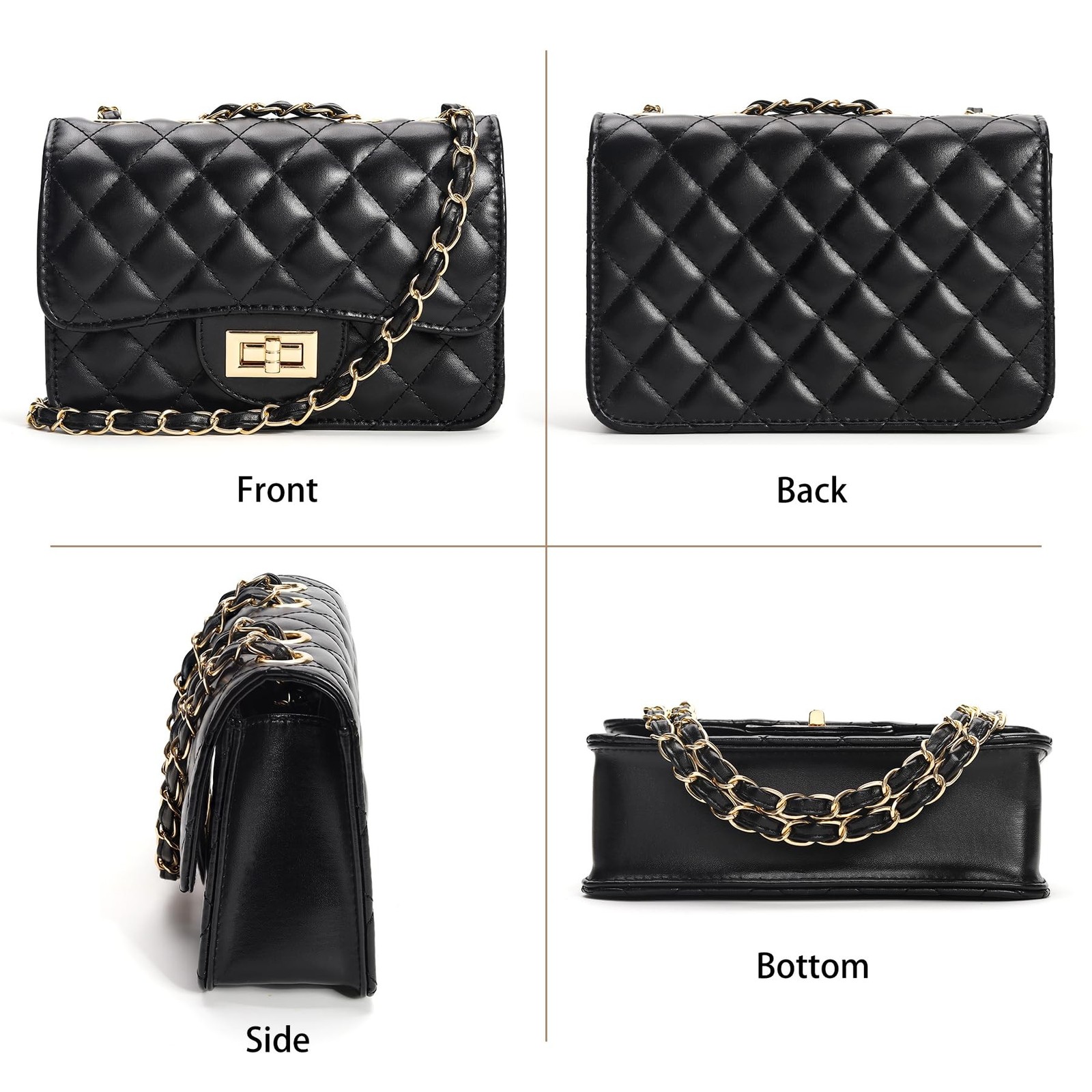 Small Quilted Crossbody Purse for Women Trendy Ladies Shoulder Bag PU Leather…