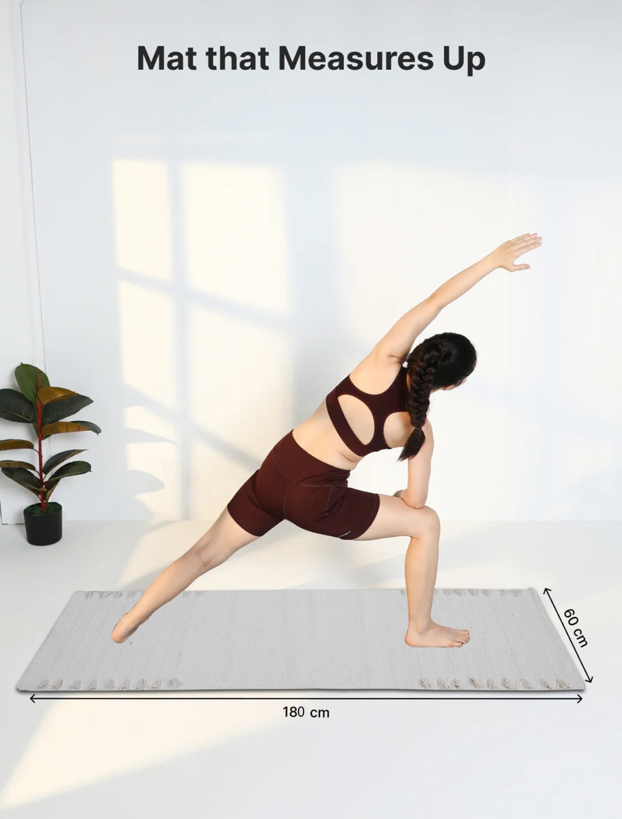 Yoga Mat Thick Non Slip Cotton Exercise Workout Mat Pilates Rug 2×6 FT
