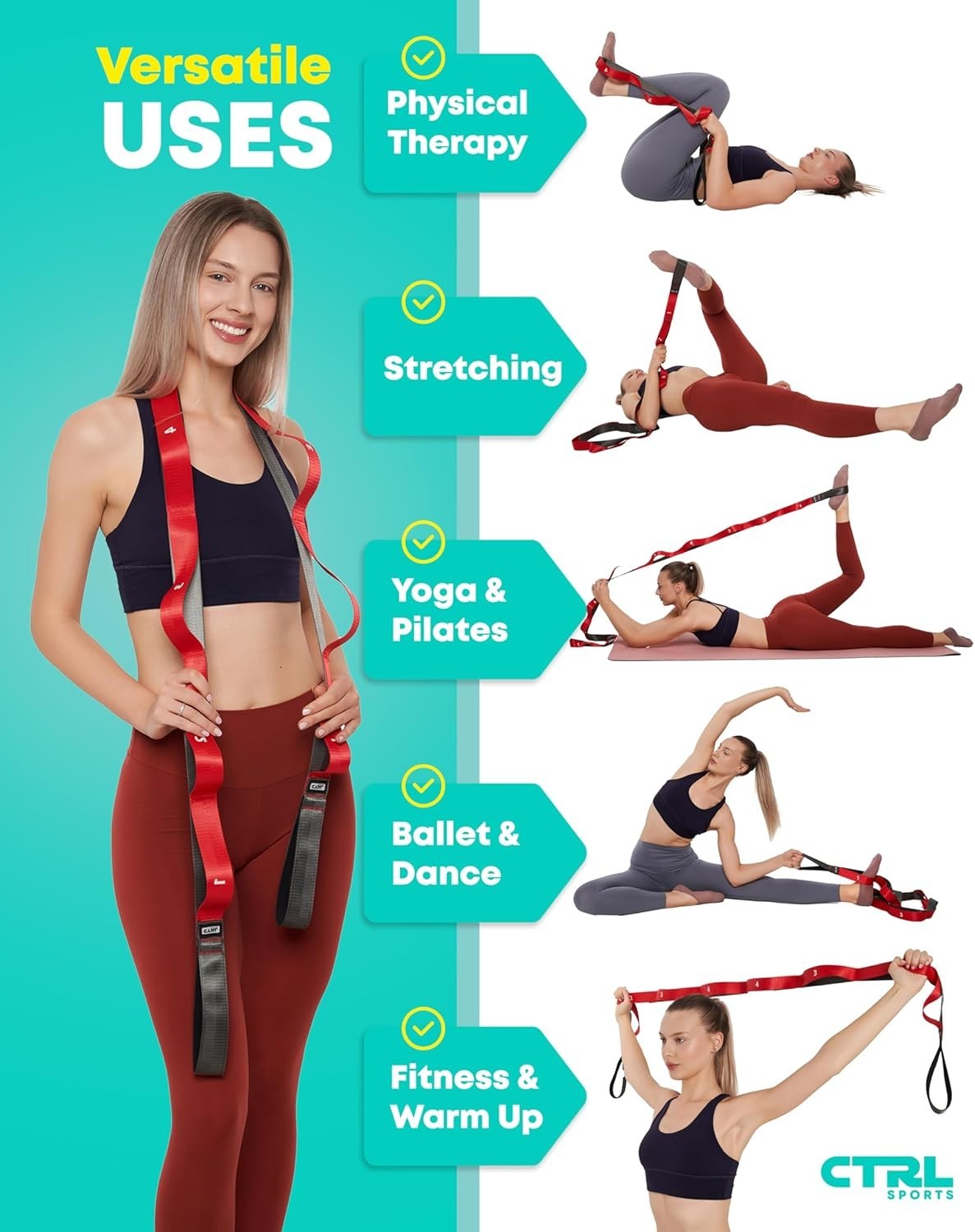 Versatile Non-Elastics Stretch Strap with Free Exercise Guide – Improve Wellness