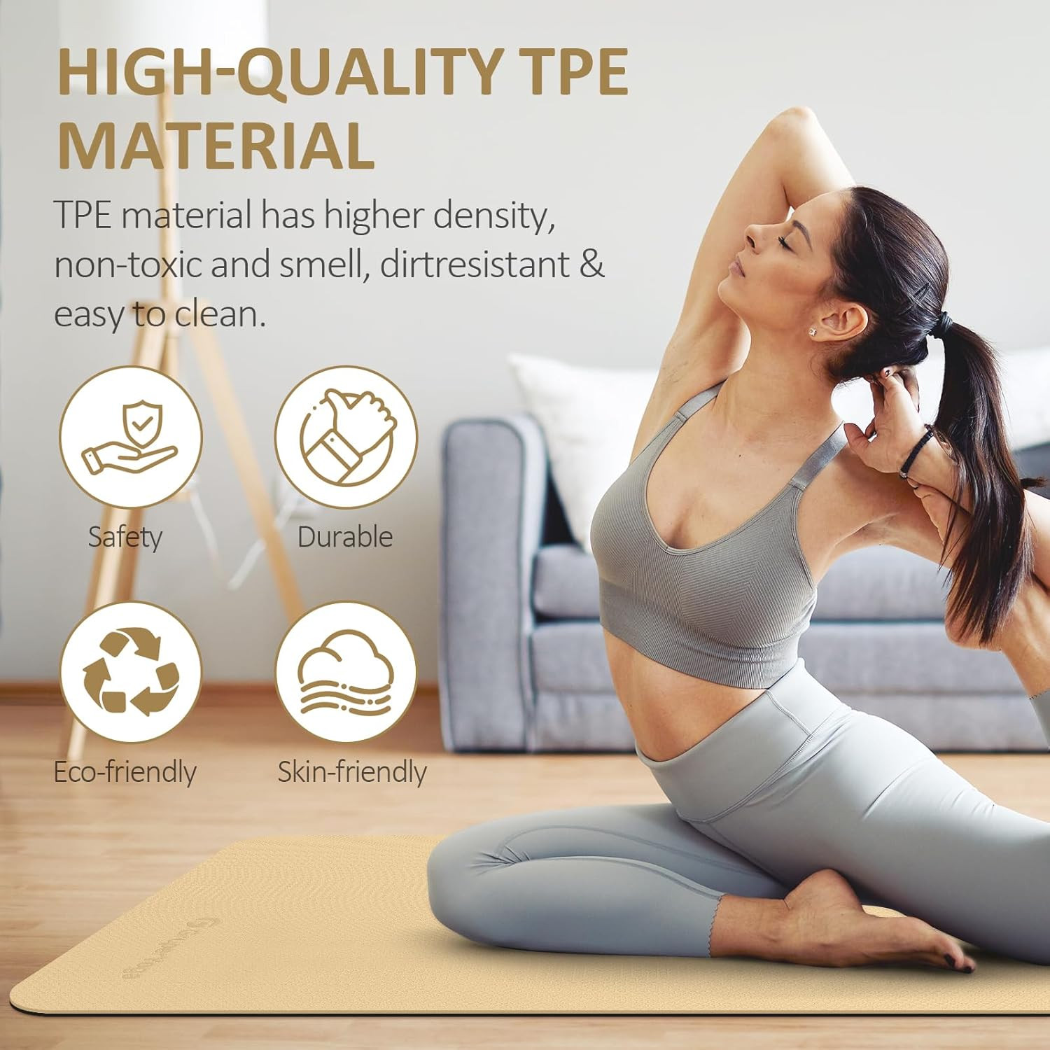 Yoga Mat Non Slip, 72&Prime;L X 24&Prime;W X 0.24&Prime;/0.32&Prime;TH, Anti-Tear Exercise Mat with Carr