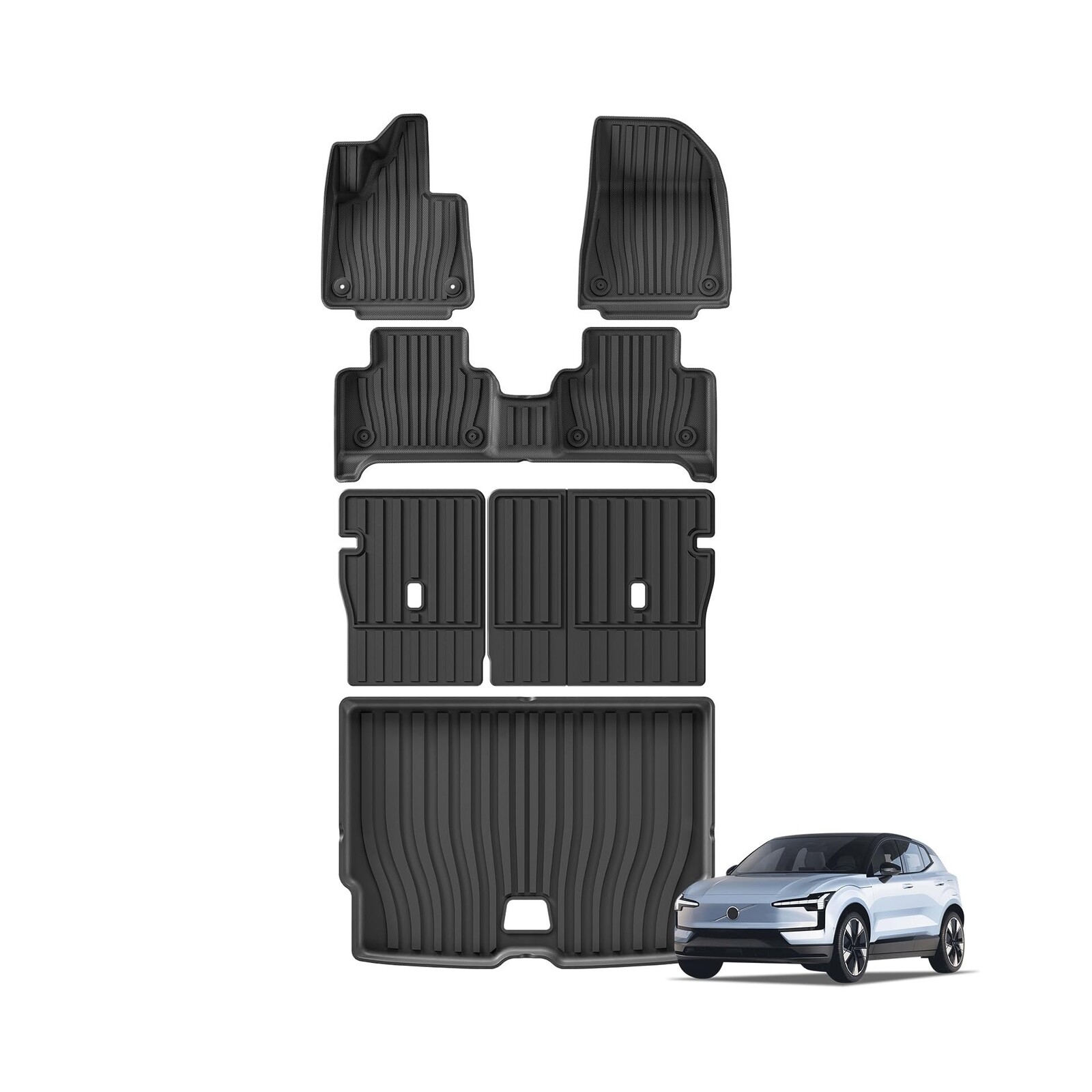 SMABEE Floor Mats & Cargo Liner & Backrest Mats for 2024 2025 Volvo EX30,TPE …