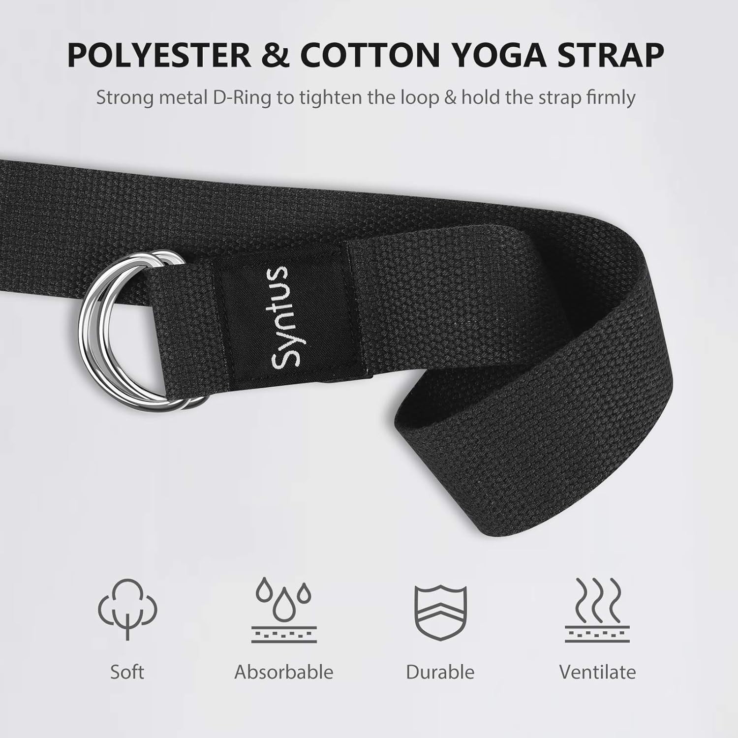 Ultimate Yoga Set: 2 Black Non-Slip Blocks & 8FT Strap for Enhanced Stretching