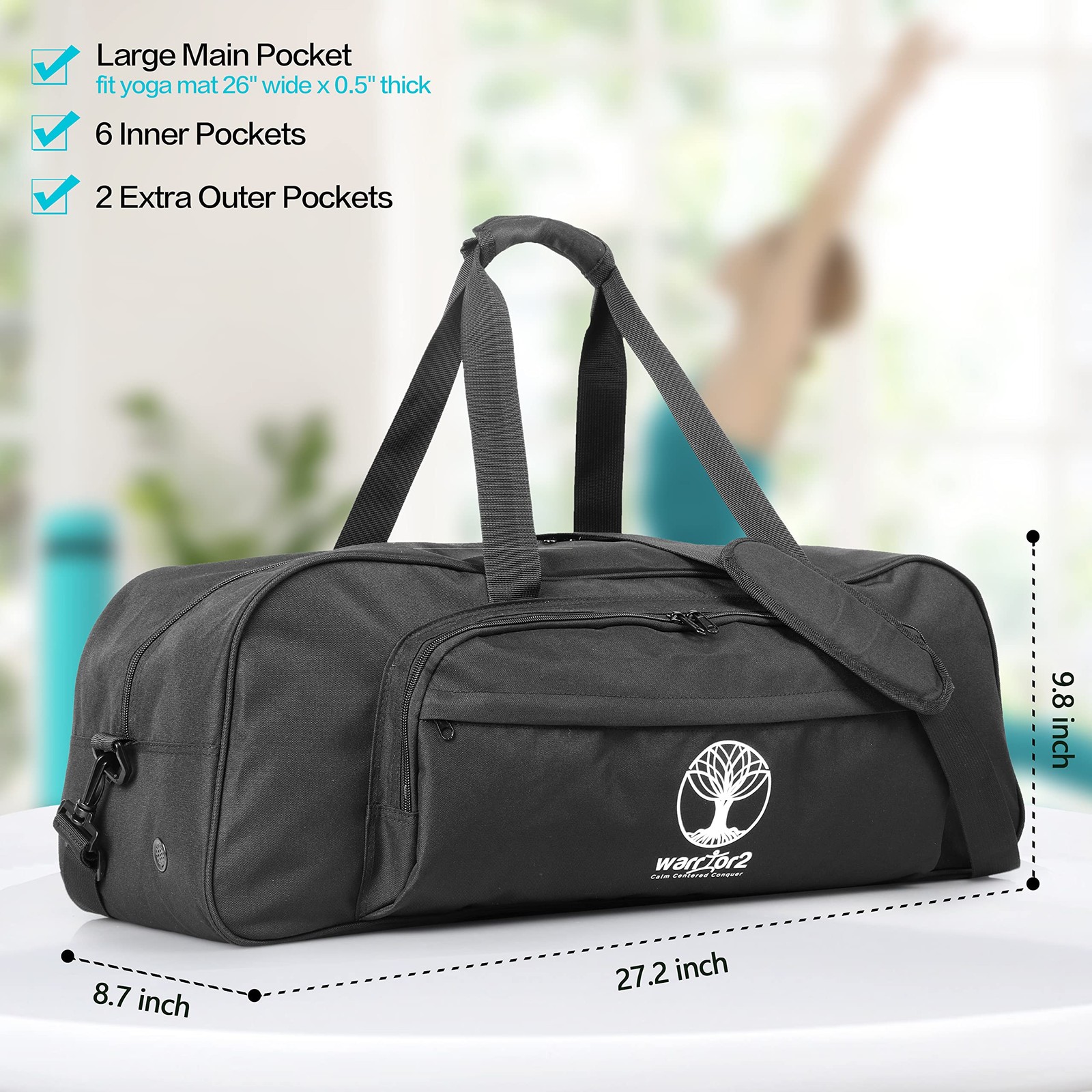 Yoga Mat Bag Carrier with 8-Pocket & Wet Pocket, Air Vent | Large Yoga Mat Ho…