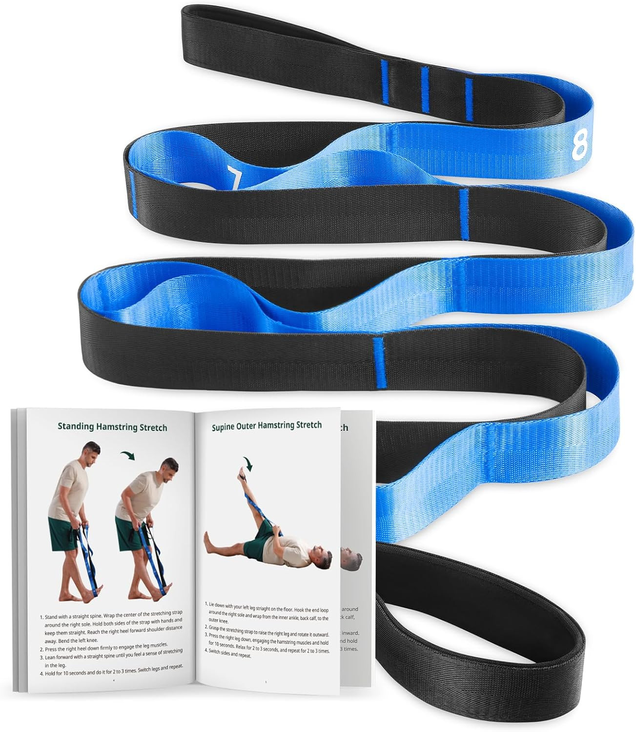 Yoga Stretching Strap with Loops for Physical Therapy & Rehab, Knee Hip Leg ROM