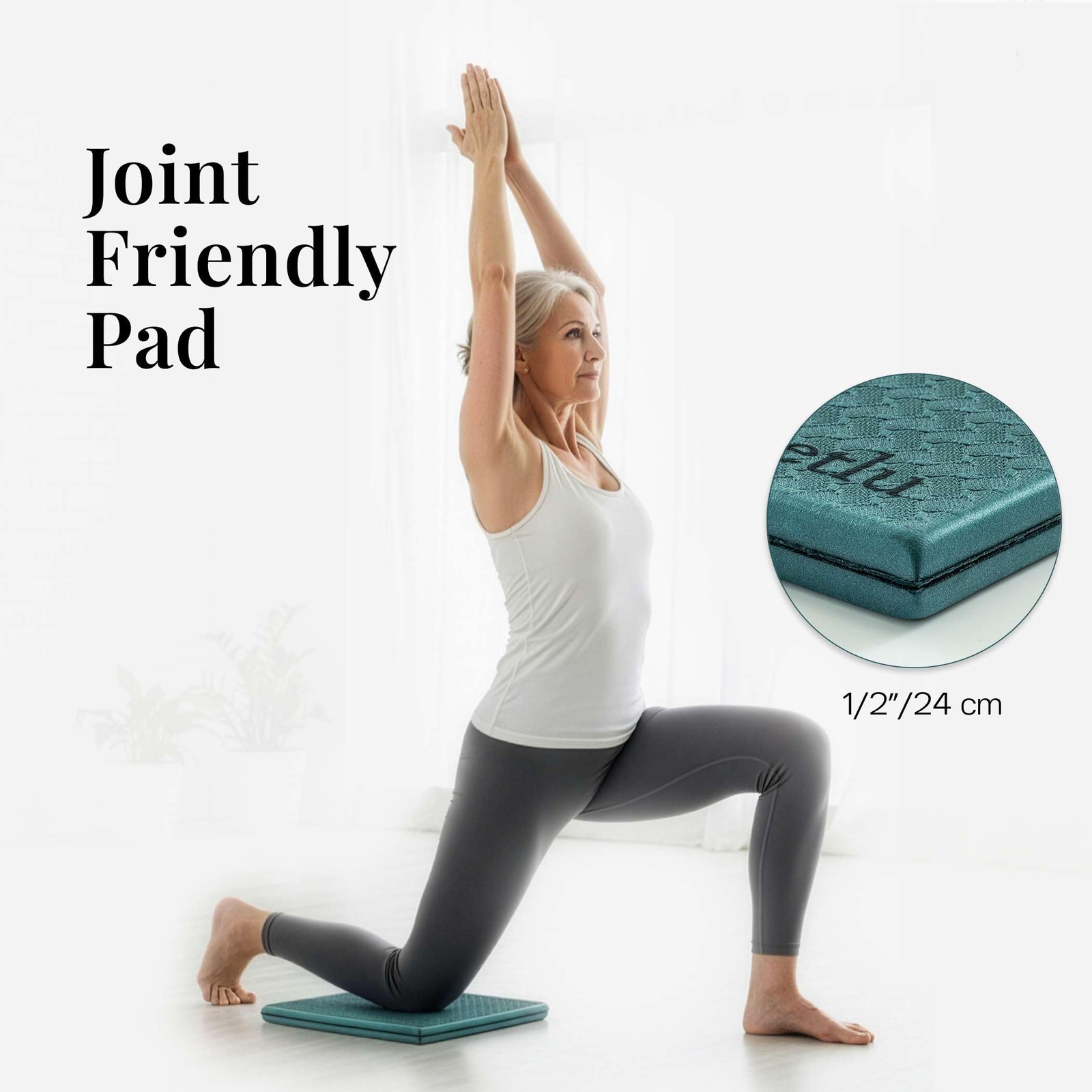 Feetlu Cushioned Yoga Knee Pad – 24” x 12” x 1/2” 24&Prime; x 12&Prime; x 1/2&Prime;, Green