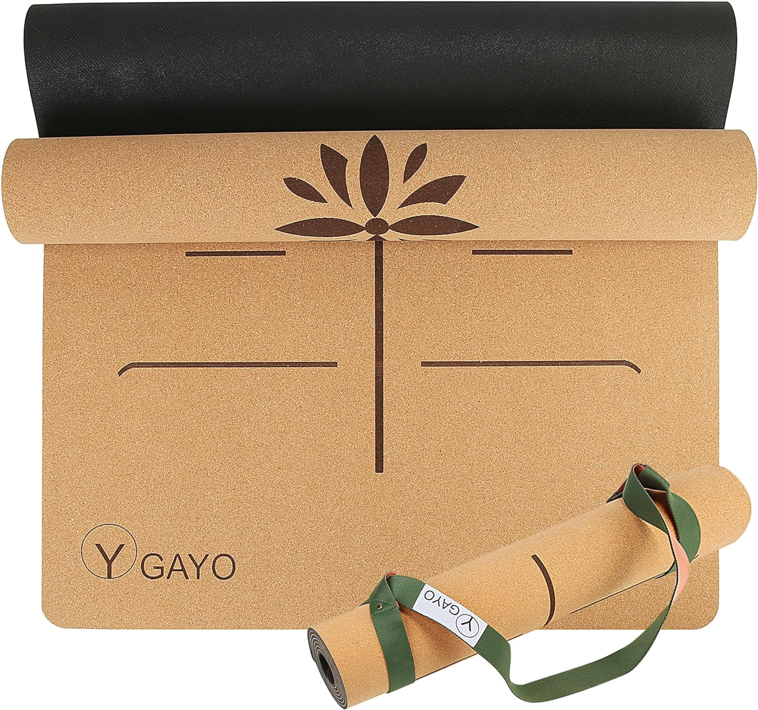Premium Yoga Cork Mat | 5Mm Thick Natural Tree Rubber Base and Bigger Mat for Ex