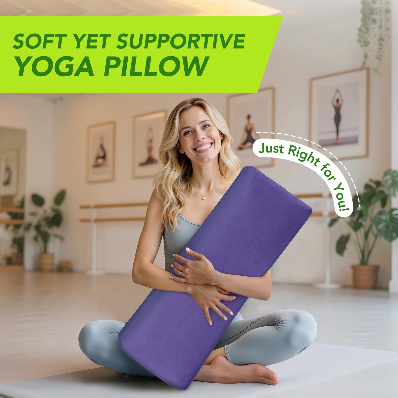 Yoga Bolster Pillow for Restorative – Yoga Meditation Pillow with Washable Su…