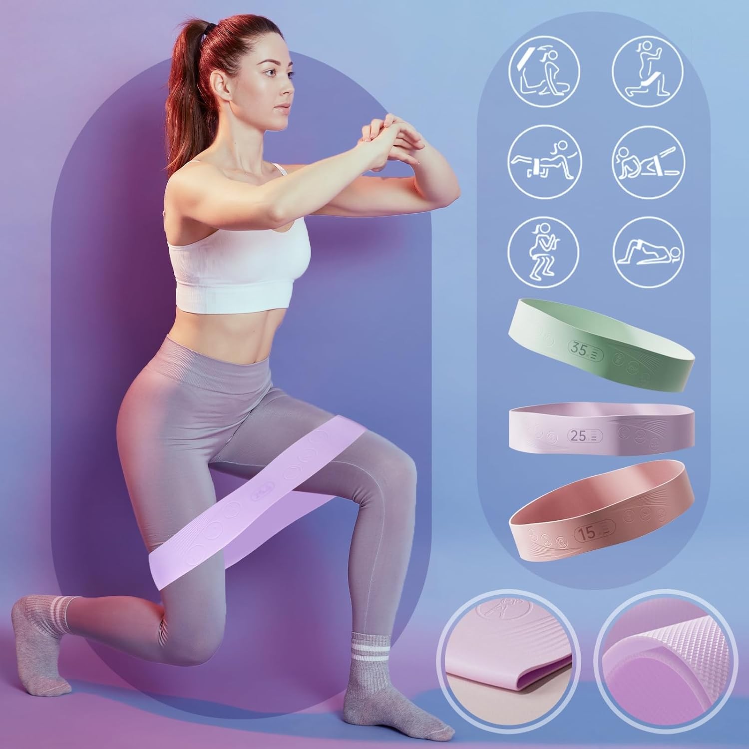 Pilates Ring Set 14-Inch Magic Circle with Dual Padded Handles Purple 8-10