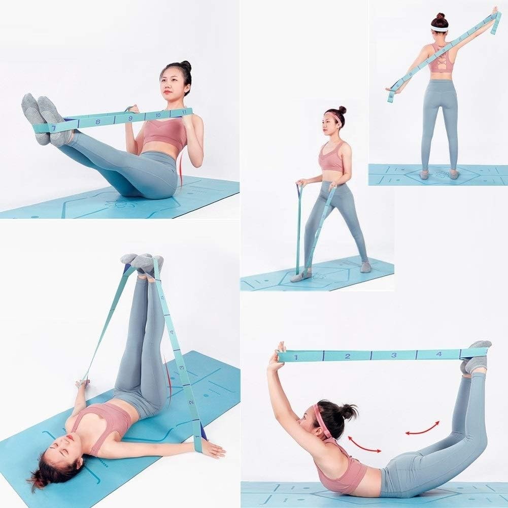 1pc Hamstring Stretching Strap 11 Loops Elastic Exercise Band for Flexibility