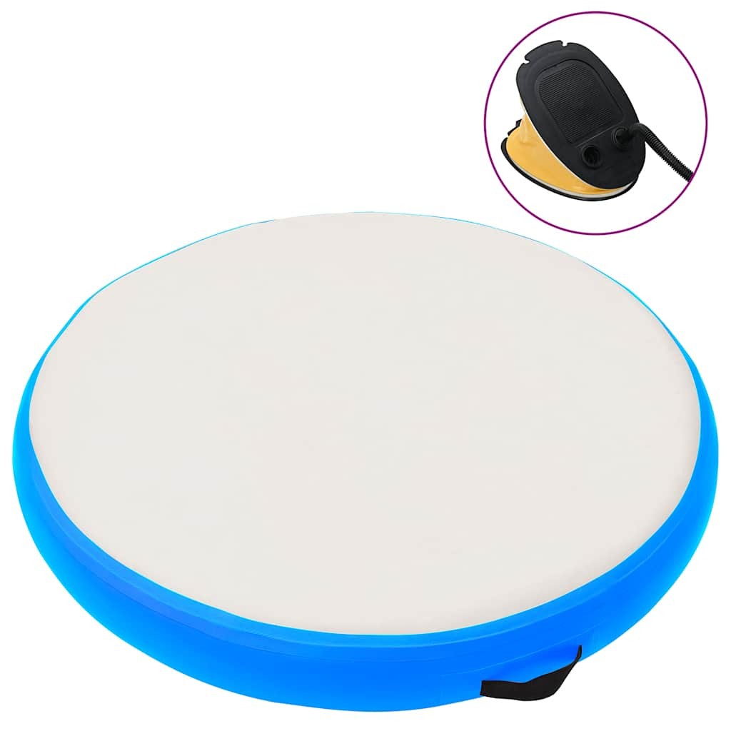 Gymnastics mat with pump inflatable 100x100x15 cm PVC blue
