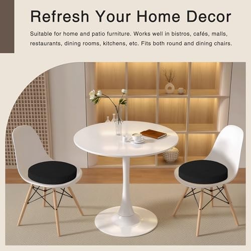 Round Chair Cushions for Dining Chairs Pack Extra Thick Seat Cushion 2 Black