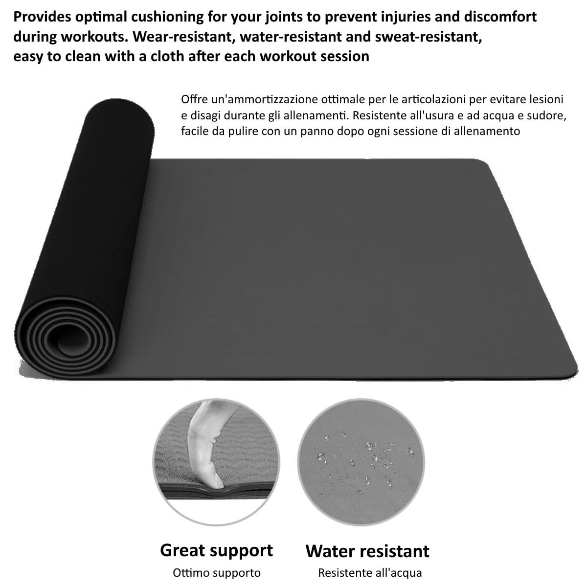 Yoga Mat, 183 x 61 x 0.6 cm, Non-Slip Surface, Eco-Friendly TPEMa…