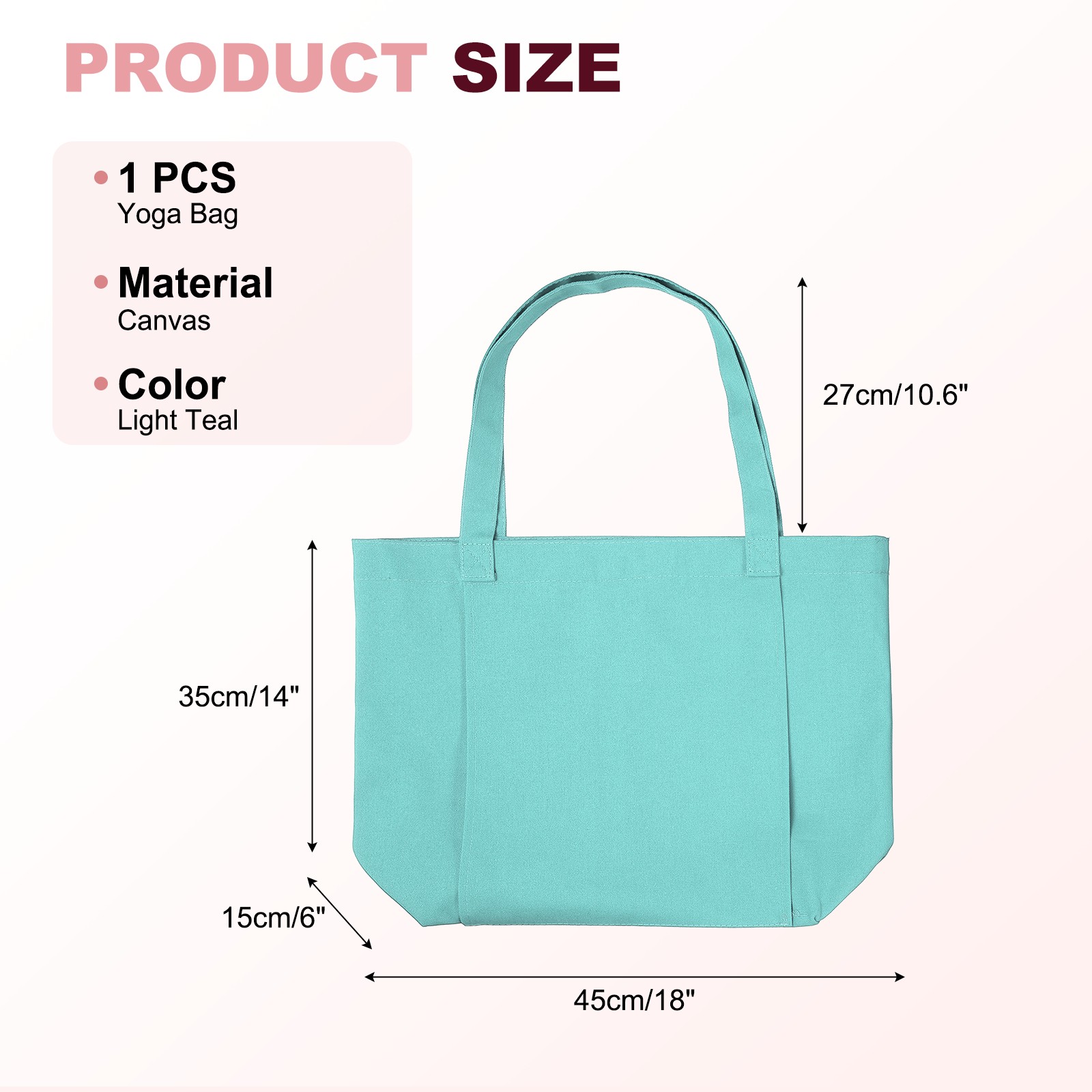 1 Pcs Yoga Bag, Tote Pilates Bag with Yoga Mat Holder Canvas & Light Teal