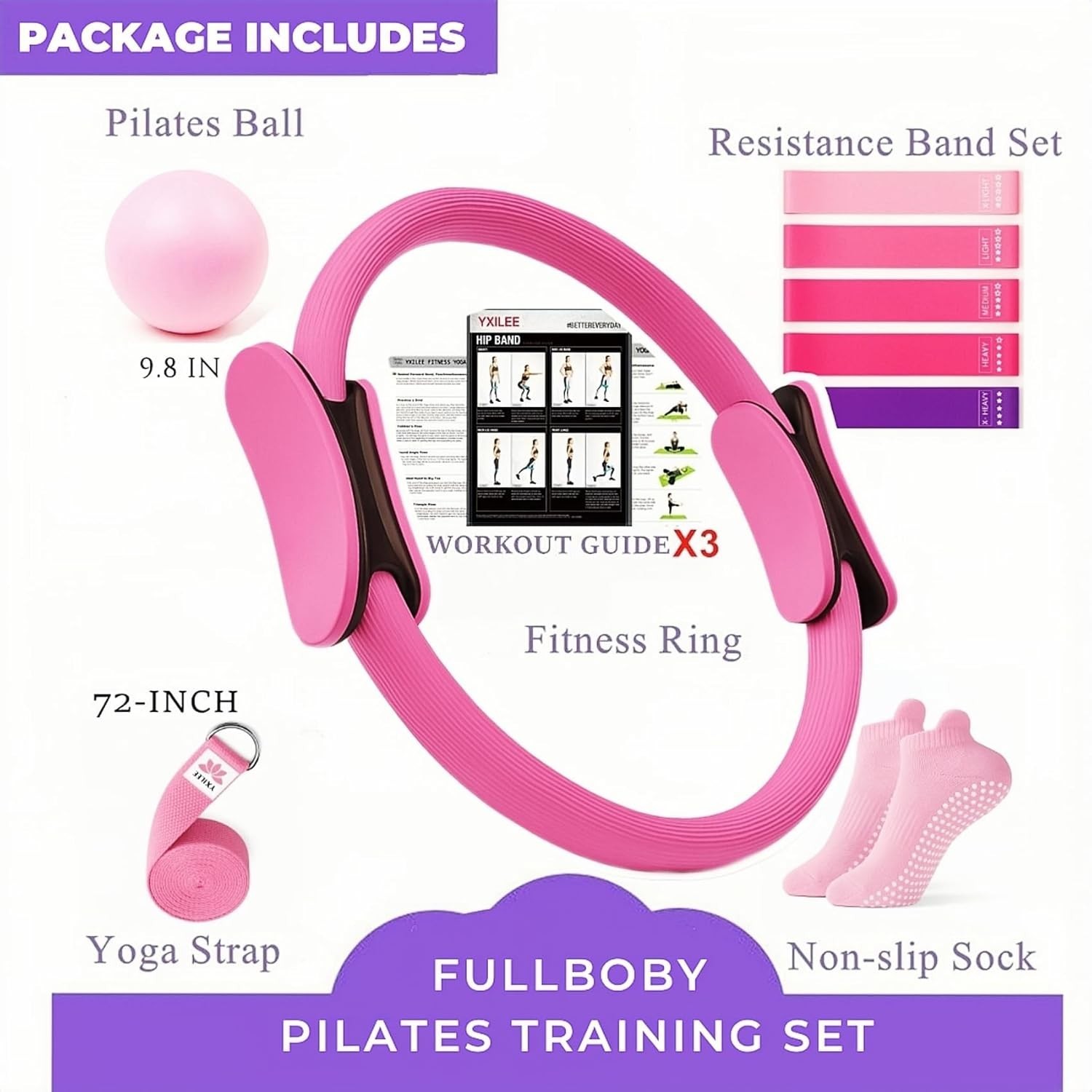 Pilates Ring Circle Set Home Workout Equipment Resistance Bands Exercise Ball