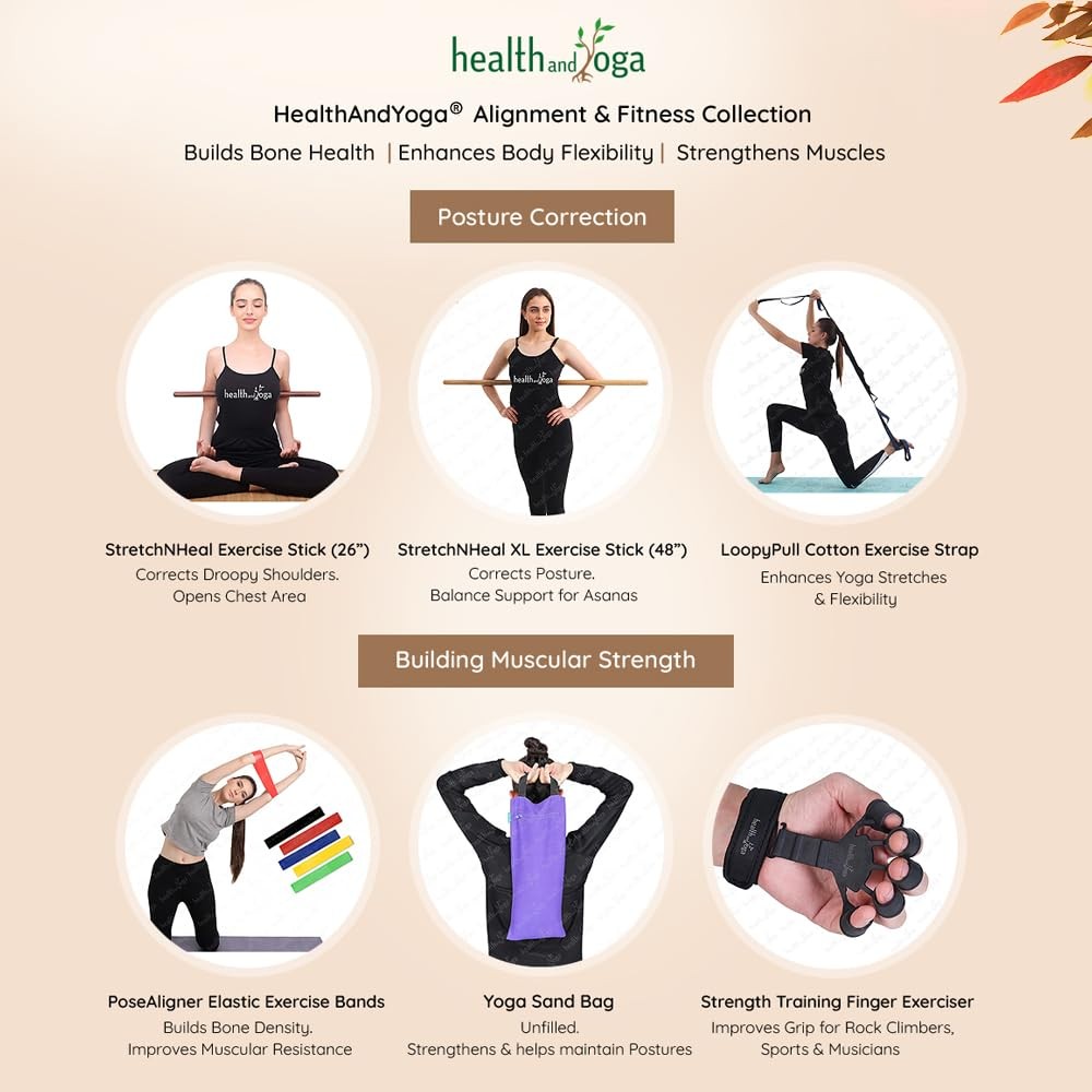 HealthAndYoga™ StretchNHeal Multipurpose Wooden Pranayama Stick with Padded C…