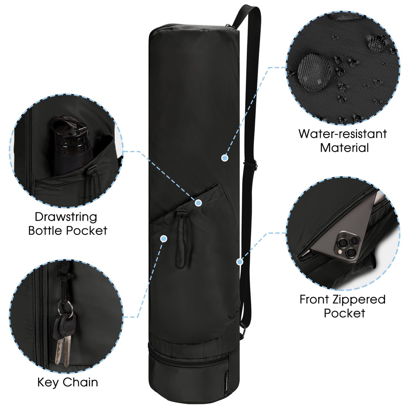 sportsnew Yoga Mat Bag, Full Zip Cargo Yoga Mat Carrier Bag with Drawstring Wate