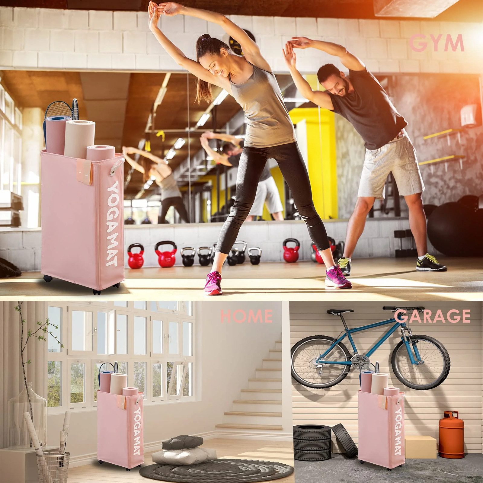 Yoga Mat Storage Rack, 22’’ Large Yoga Mat Holder Accessories, Home Gym Equipmen