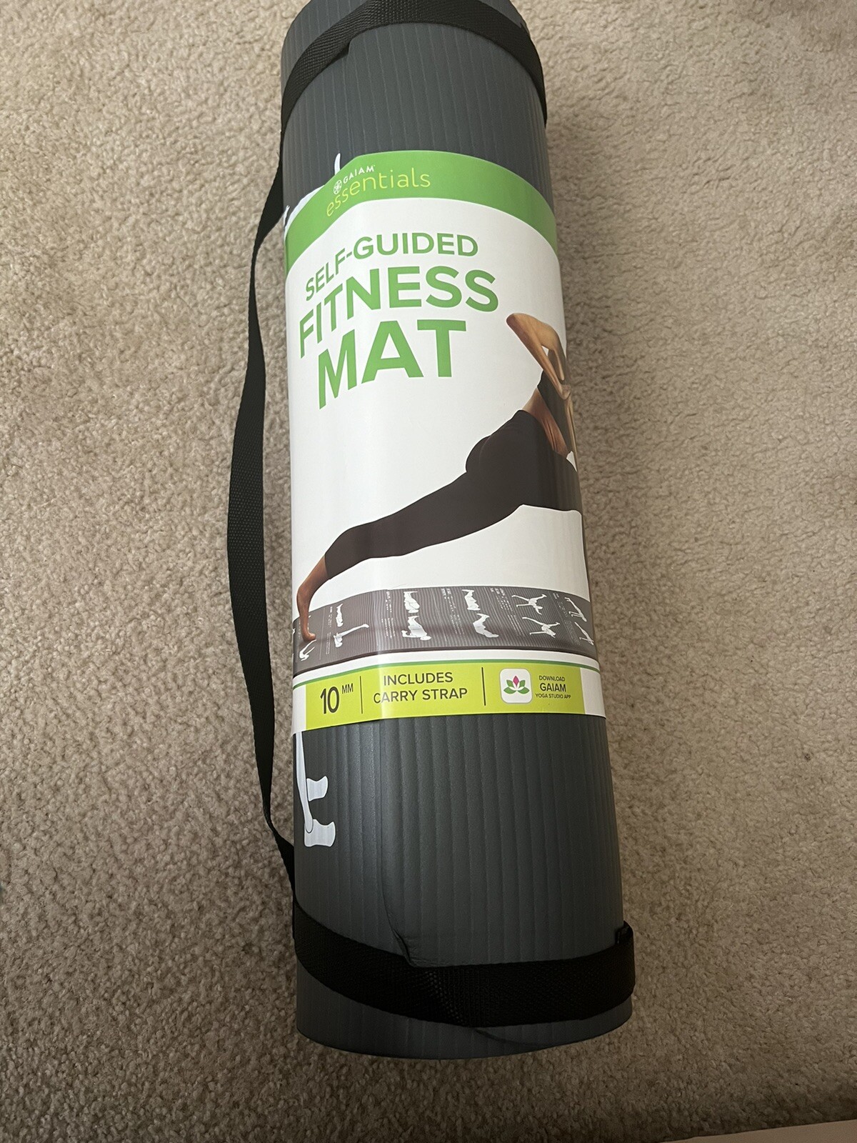 Gaiam Essentials Thick Yoga Mat Fitness & Exercise Mat with Easy-Cinch Yoga Mat