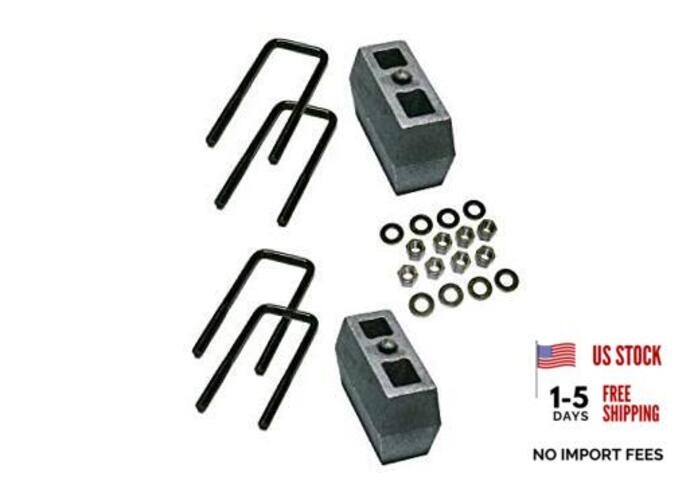 RealTruck 4&Prime; Block Kit for GM 2500 | Rear Lift Blocks, U-Bolts, & Hardware |