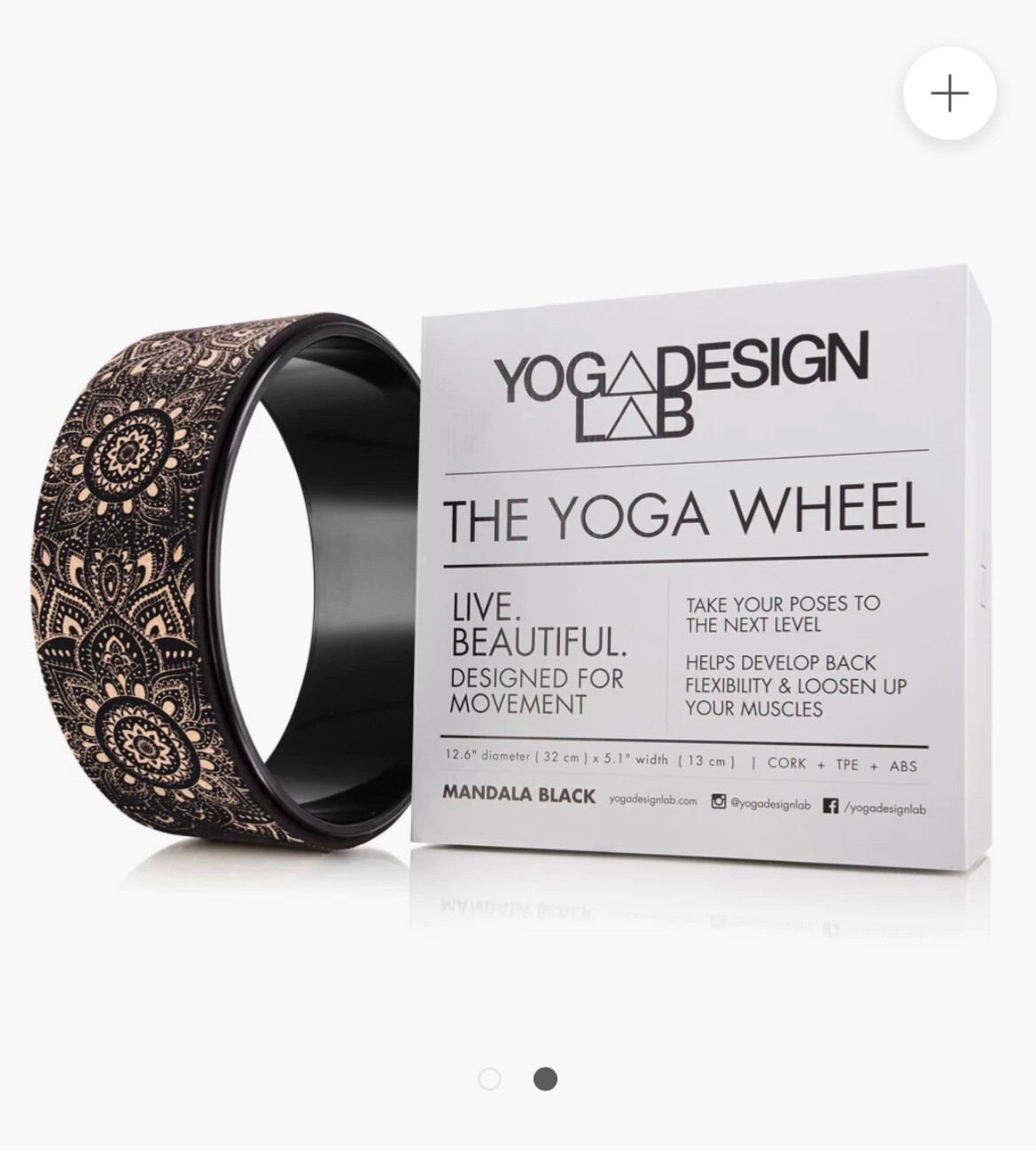 Yoga Wheel Cork Mandala Black| Eco Printed Extra Strength Padded Dharma. 