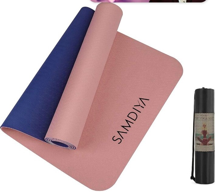 Extra Thick Yoga Mat with Strap for Men and Women Large, Peach-Blue