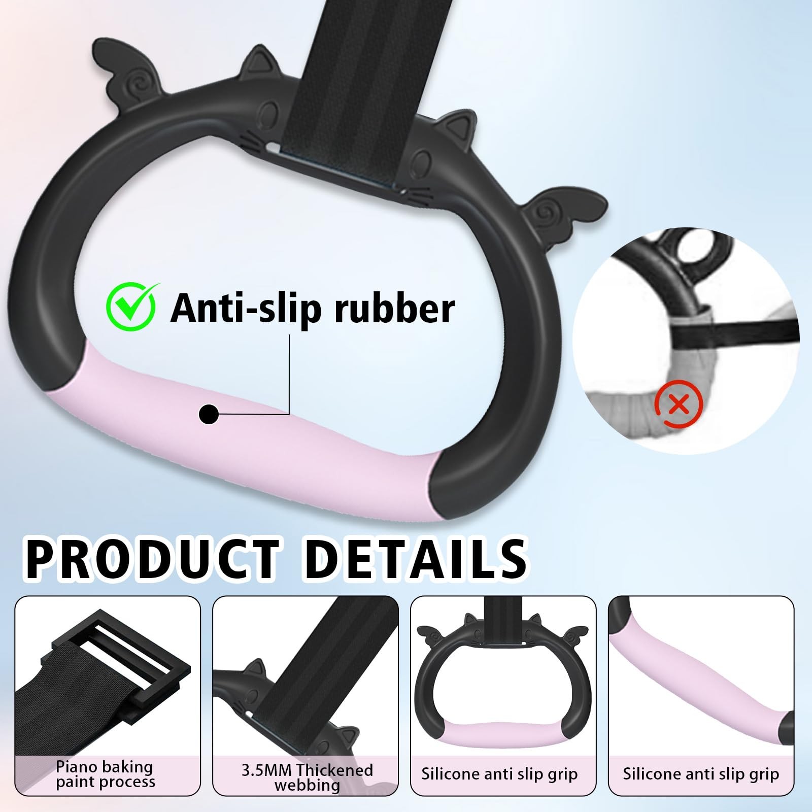 GDLPZM Gymnastics Rings, Home Gym Equipment, Adjustable Strap Strength pink